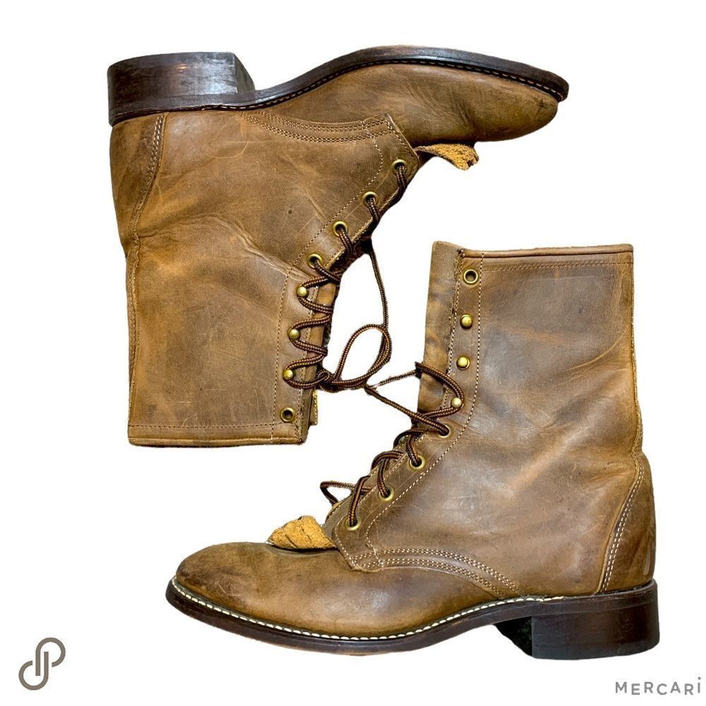 Laredo Leather kiltie style Lace Up Cowgirl Boots Size 8D Laredo Sara Boot